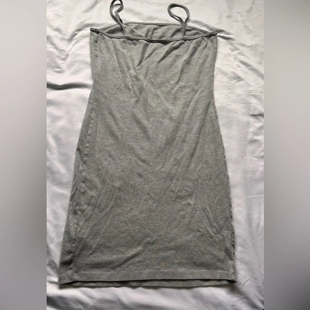 Topshop Gray Spaghetti Strap Dress fitted Mini Summer stretchy Slim Fit Size 8 - Picture 8 of 8